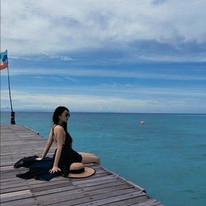 Navy crossback v neck dress gown full length